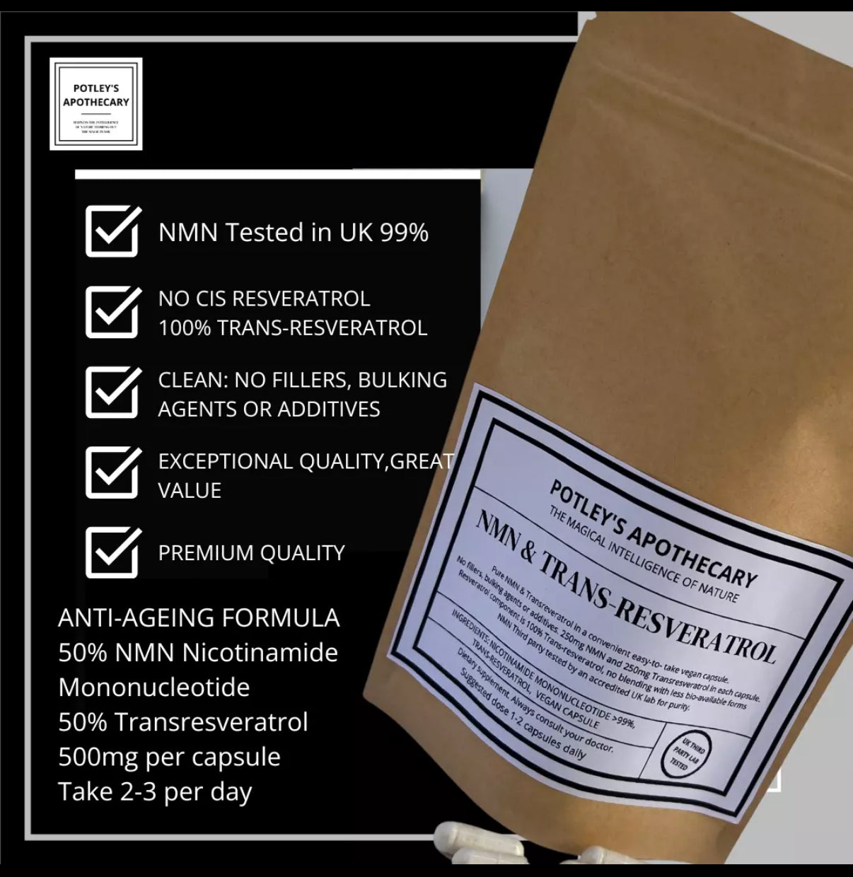 Transresveratrol & NMN Capsules 90 x 500mg